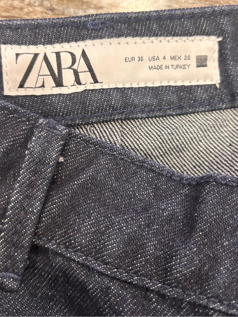 Zara Black Denim Shorts with White Trim NWOT Size 4 - Picture 3 of 7